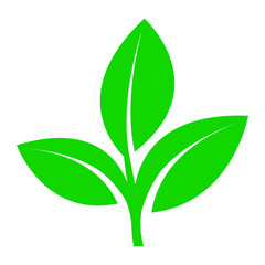 Sprout with leaves. Symbol of an environmentally friendly or rapidly degradable product that does not harm the environment. Vector illustration