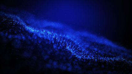 Abstract Blue Glittering Particle Wave Energy Background Design