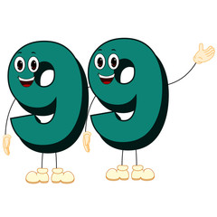 Number Ninety Nine - Cartoon Vector Image