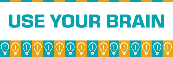 Use Your Brain Turquoise Yellow Boxes Bulbs Horizontal 