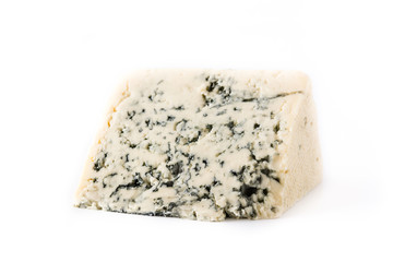 Blue cheese slice isolated on white background