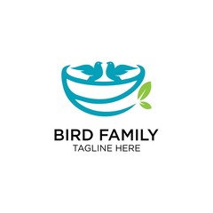 bird with nest in natural design. bird with leaf design