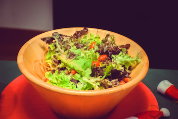 fresh vegetable salad in a bowl. Healthy cuisine.