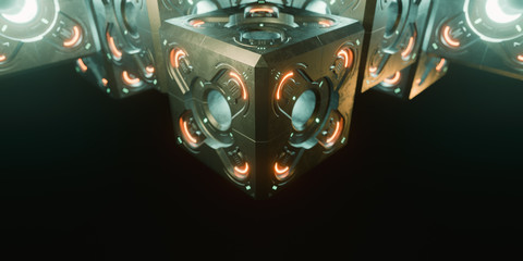 Abstract concept of sci-fi block cube. 3d illustration