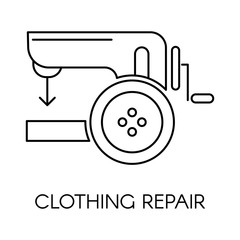 Clothing repair service, icon of sewing machine vector