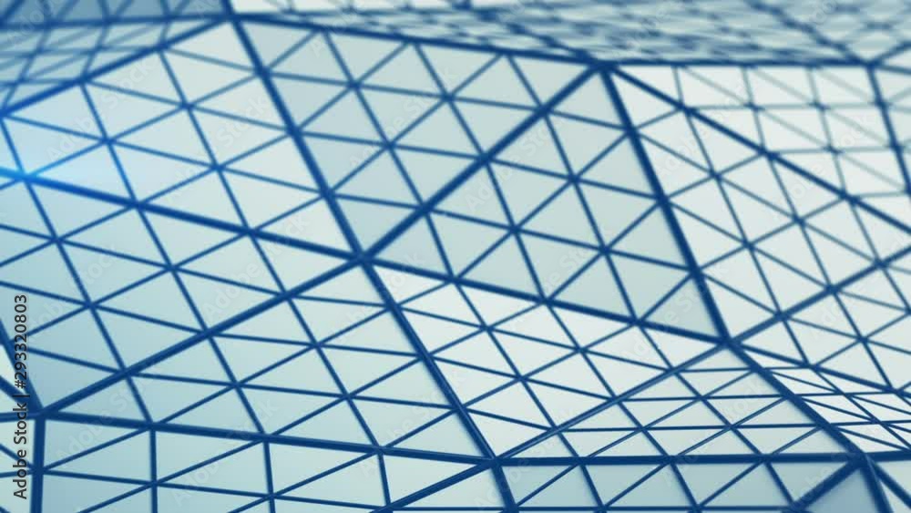 Poster low poly triangulated surface. futuristic polygonal shape with lines. contemporary abstract motion b