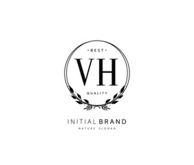 V H VH Beauty vector initial logo, handwriting logo of initial signature, wedding, fashion, jewerly, boutique, floral and botanical with creative template for any company or business.