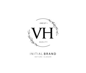 V H VH Beauty vector initial logo, handwriting logo of initial signature, wedding, fashion, jewerly, boutique, floral and botanical with creative template for any company or business.
