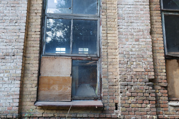 Vintage old window  on the wall facade