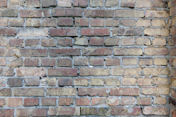 Texture, brick, wall, it can be used as a background . Brick texture with scratches and cracks