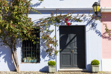 Facade of an old Portuguese colonial building, in the city of Colonia del Sacramento, Uruguay. World Heritage by UNESCO in 1995.