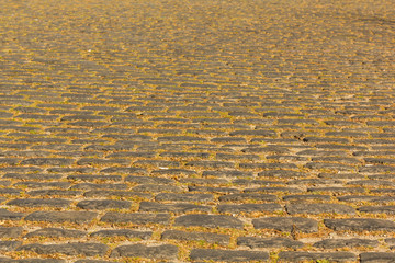 Road with old and typically paved for cars. Colonia de sacramento street, old Portuguese city in Uruguay