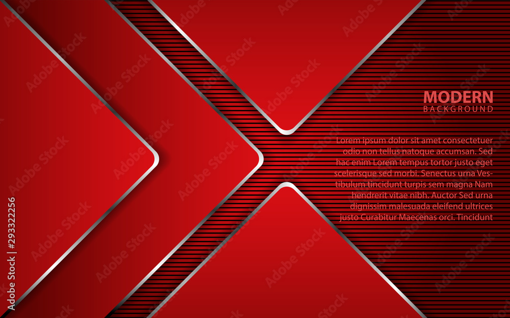 Poster abstract red overlapping layers background a combination with silver line. modern vector design temp