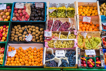 Fresh organic fruits on market