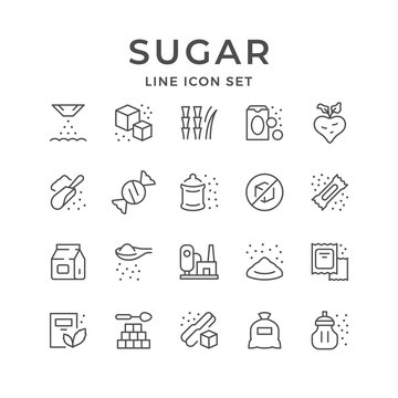 Set line icons of sugar