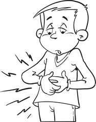 Little boy suffering from a stomachache.