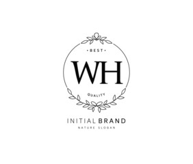 W H WH Beauty vector initial logo, handwriting logo of initial signature, wedding, fashion, jewerly, boutique, floral and botanical with creative template for any company or business.
