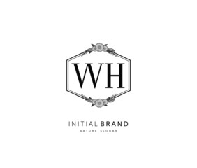 W H WH Beauty vector initial logo, handwriting logo of initial signature, wedding, fashion, jewerly, boutique, floral and botanical with creative template for any company or business.