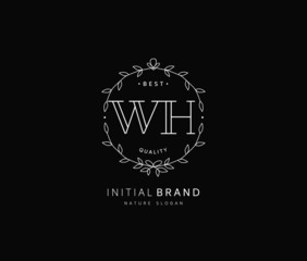 W H WH Beauty vector initial logo, handwriting logo of initial signature, wedding, fashion, jewerly, boutique, floral and botanical with creative template for any company or business.