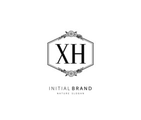X H XH Beauty vector initial logo, handwriting logo of initial signature, wedding, fashion, jewerly, boutique, floral and botanical with creative template for any company or business.