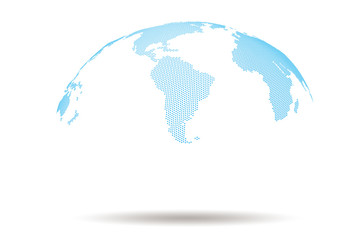 Fototapeta premium World Map 3d Design with Blue Dot shape On white Background , Present many continent of the world