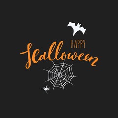 Vector Happy Halloween banner,emblem, logo. Hand drawn illustration