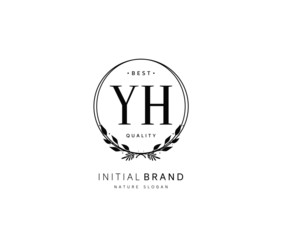 Y H YH Beauty vector initial logo, handwriting logo of initial signature, wedding, fashion, jewerly, boutique, floral and botanical with creative template for any company or business.