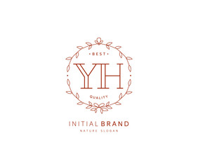 Y H YH Beauty vector initial logo, handwriting logo of initial signature, wedding, fashion, jewerly, boutique, floral and botanical with creative template for any company or business.