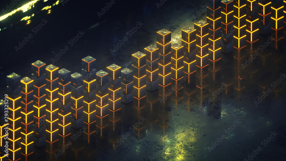 Poster futuristic volume meter graph 3d render