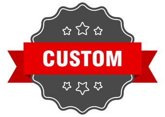 custom red label. custom isolated seal. custom