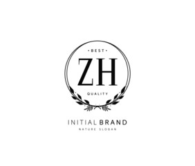 Z H ZH Beauty vector initial logo, handwriting logo of initial signature, wedding, fashion, jewerly, boutique, floral and botanical with creative template for any company or business.
