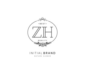 Z H ZH Beauty vector initial logo, handwriting logo of initial signature, wedding, fashion, jewerly, boutique, floral and botanical with creative template for any company or business.