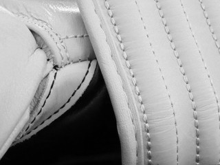 Boxing glove seams black and white close up 4x3 photography