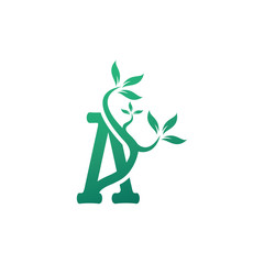 leaf initial A logo template