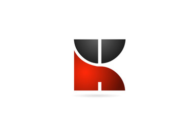 K letter logo alphabet for icon design in red grey colors