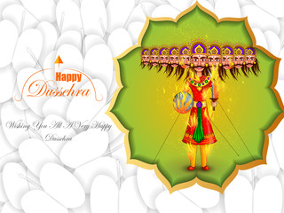 vector illustration of Ravana in Happy Navratri Dussehra festival of India