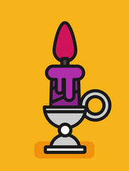 Icon candle flat vector isolated on color background