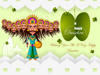Obraz na płótnie Canvas vector illustration of Ravana in Happy Navratri Dussehra festival of India