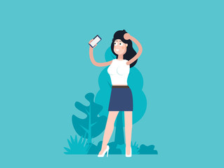 Young woman. Vector flat style cartoon illustration