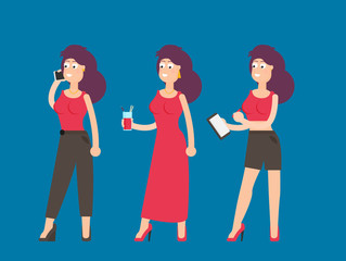 Young woman. Vector flat style cartoon illustration