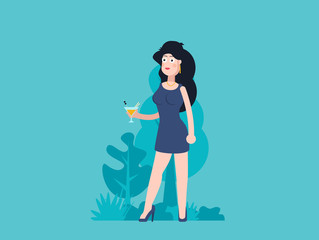 Young woman. Vector flat style cartoon illustration