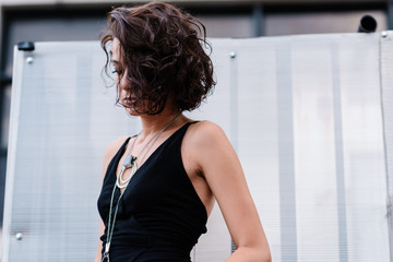 Portrait of beautiful female fashion model