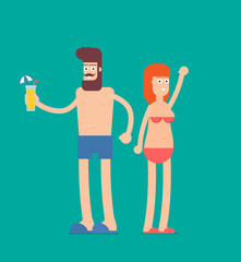 Funny Cartoon Character on Vacation. Flat vector
