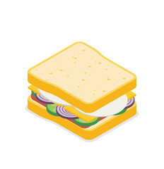 Vector illustration. Sandwich with ingredients sliced and whole.