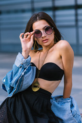 Portrait of beautiful female fashion model