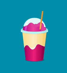Tasty cocktail. Smoothie in closed cup. Flat vector.