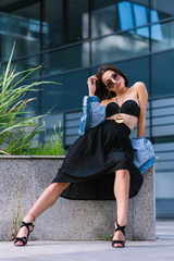 Portrait of beautiful female fashion model