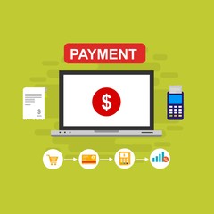 Illustration of vector flat design business composition with online shop