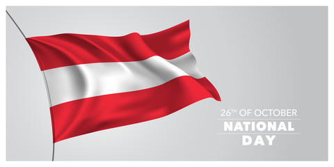 Austria happy national day greeting card, banner, horizontal vector illustration