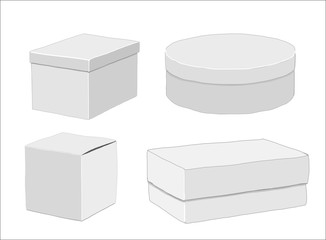 Collection white box set freehand vector illustration